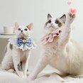 thumbnail image 2 of Dog Bandana, Handmade Lace Decor Dog Handkerchief for Small, Medium, Large Dogs and Cats, Adjustable Bib Dog Handkerchief with Gold Tag and Cute Bow Tie, Adjustable Bib (Medium, Blue), 2 of 5