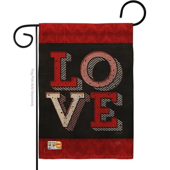 Breeze Decor BD-VA-G-101059-IP-DB-D-US18-SB 13 x 18.5 in. Red Love Burlap Spring Valentines Impressions Decorative Vertical Double Sided Garden Flag
