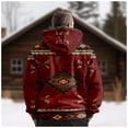 thumbnail image 4 of Fanxing Men's Sherpa Zip Up Western Aztec Print Hooded Coat Plus Size Fuzzy Fleece Tribal Aztec Hoodies Sweatshirt Overcoats Outwear, 4 of 8