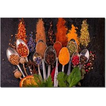 Warm Colorful Cooking Spices Restaurant Canvas Wall Art Artwork for Kitchen Dining Room Wall Art Warm Multicolor Canvas Painting Home Office Decor Poster Print Framed 12x16inch