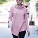 thumbnail image 2 of Suéter Top Otoño Invierno Mujer Cuello Alto Irregular Manga Larga Cuello Alto Prendas De Punto Rosa 3XL, 2 of 6