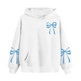 thumbnail image 6 of White Girls Hoodie 3-14 Years, Cute Bow Kids Sweatshirt, Soft Stretch Casual Pullover with Pocket,Size 13-14 T, 6 of 7