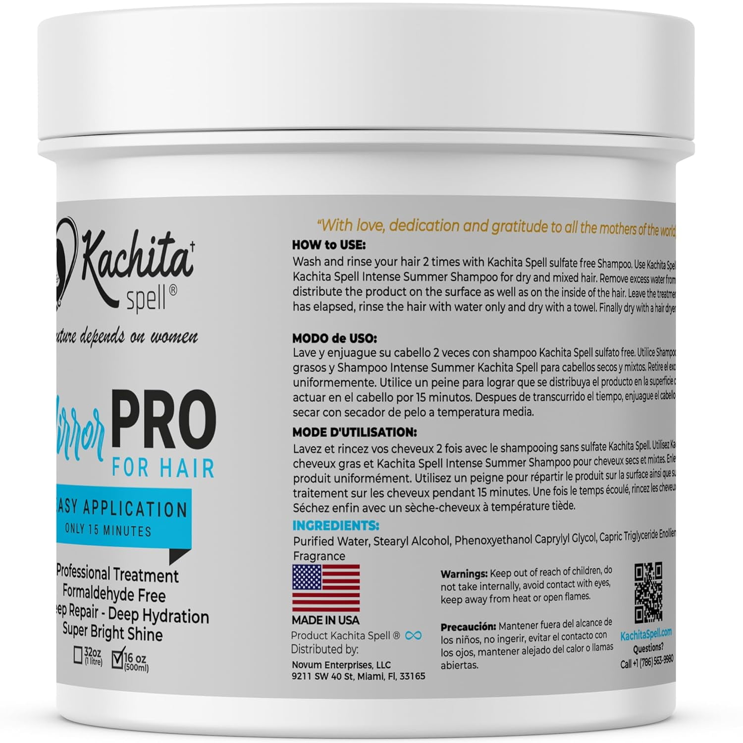 Kachita Spell MirrorPRO 16oz Hair Mask & Deep Conditioner with Argan Oil and Keratin | Repairs Dry, Damaged Hair Professional Hair Treatment, Deep Hydration, Super Gloss/Shine, Frizz-Free Hair