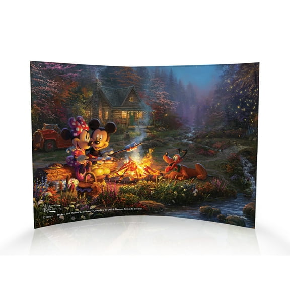 Disney (Mickey and Minnie Sweetheart Campfire) 10" x 7" Curved Acrylic Print