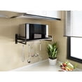 thumbnail image 4 of ABCOOL Wall Mount Microwave Oven Shelf Rack for Kitchen Home, Carbon Steel Counter Countertop Holder with Hook Rail and 3 Slidable Hooks, 4 of 8
