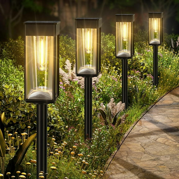 Bright Solar Pathway Lights Outdoor, 6 Pack Solar Powered Garden Lights Waterproof IP65, Auto On/Off Outdoor Light for Lawn Patio Walkway Driveway Decor Landscape Lighting