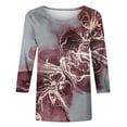 thumbnail image 4 of Hauts Décontractés pour Femmes T-shirt Imprimé Tendance pour Femmes Blouse à Manches 3/4 Col Rond Hauts Décontractés Tuniques pour Femmes Manches 3/4 en Liquidation, 4 of 4