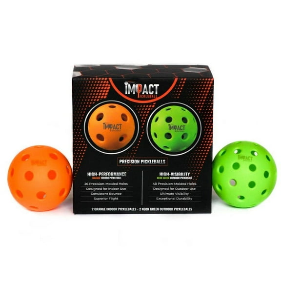 Precision Pickleball Combo Pack, 2-26 Hole Oranges Balls, 2-40 Hole Neon Green Balls - iMPACT Pickleball