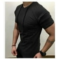 thumbnail image 3 of Mode Homme Slim Fit O Cou Coton Solide Manches Courtes Muscle Tee-Shirt Casual Tops Blouse, 3 of 5