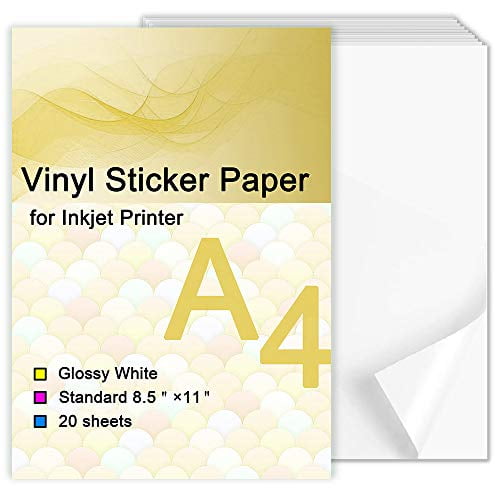 printable vinyl sticker paper for inkjet printer glossy white 20 sheets