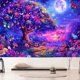 thumbnail image 4 of Tapiz de pared con diseño de bosque, tapiz del árbol de la vida, arte de pared natural para decoración de dormitorio y sala de estar, 4 of 5