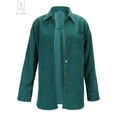 thumbnail image 3 of Gustave Womens Corduroy Button Down Boyfriend Shirts Long Sleeve Oversized Blouses Tops Coat Solid Color "Green,L", 3 of 7