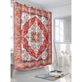 thumbnail image 3 of Retro Boho Shower Curtain, Aztec Southwest Tribal Floral Pattern Bathroom Decor Curtains Set with Hooks, Red Orange Waterproof Fabric Home Accessories， 66 X 72 Inch Long, 3 of 6