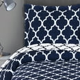 thumbnail image 2 of Wrinkle-Free Meridian Oversized Coverlet Set, Reversible Geometric Pattern : King/California King - Navy/White, 2 of 2