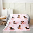 thumbnail image 2 of lokua Dachshund Throw Blanket for Kids Boys Girls,Cute Dog Fleece Blanket 30x40 inch,Cartoon Puppy Flannel Blanket,Pink Love Heart Bed Blanket for Baby,Pets,Leg Cover, 2 of 6