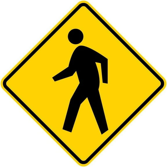 Pedestrian Crossing Sign - 30 x 30 Inches - Highly Reflective 3M Sheeting for Enhanced Visibility and Safety, 10-Year Warranty