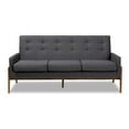 thumbnail image 3 of Baxton Studio Perris Mid-Century Modern Dark Grey Fabric Upholstered Walnut Finished Wood Sofa, 3 of 9