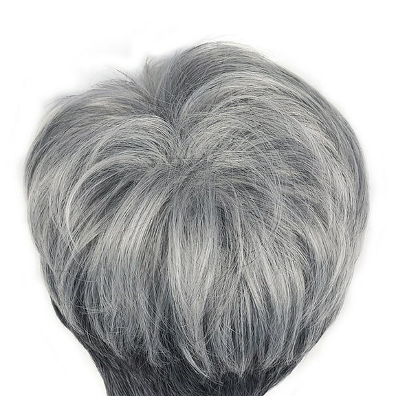 Wig with Bangs, Wigs for Women, Wig European And Short Curly Hair Grandma Gray Partial Wig