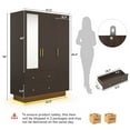 thumbnail image 7 of Blotout 70" Armoire Wardrobe Closet with Mirror, LED Wardrobe Armoire with 2 Drawers, 3 Door Wood Armoire Storage with Hanging Rods and Multi-Layer Shelves, 7 of 7