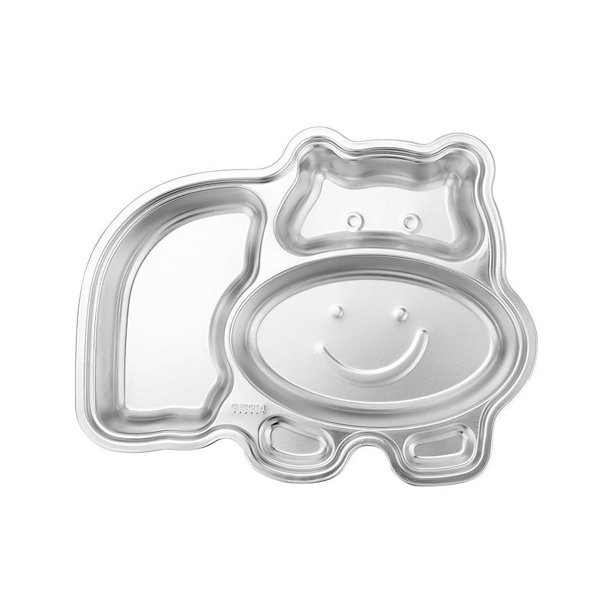 Plato de cena de acero inoxidable 304 para niños con forma de animal, plato de arroz grueso de calidad alimentaria, caja de almuerzo dietética resistente a caídas con dibujos animados para