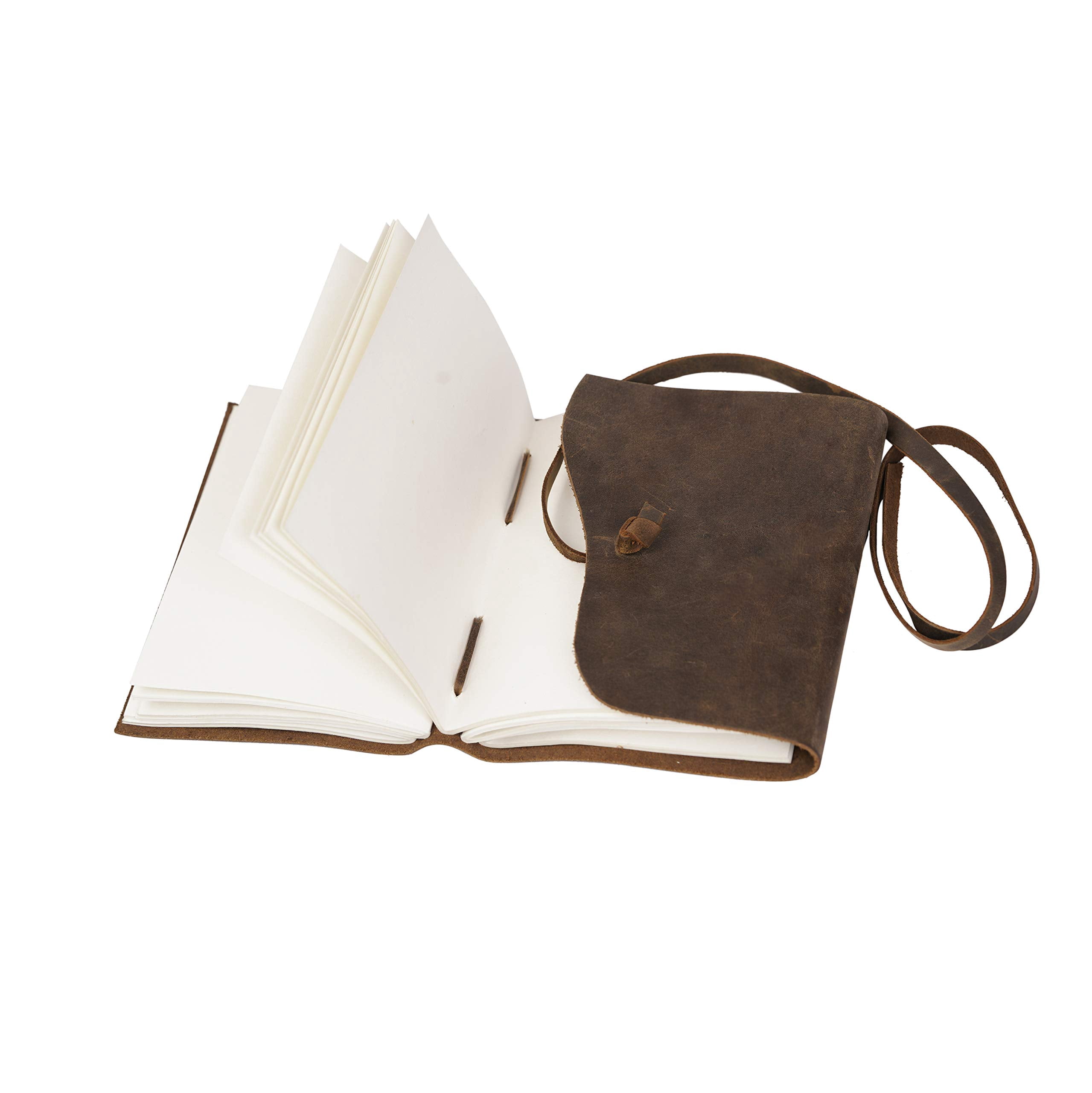 RusticVintage Leather Journal Travel Diary, Handmade Vintage Bound Notebook For Men & Women, Antique Finish, Genuine Buffalo Leather- Quality Unlined Paper Perfect Notes, Art Sketchbook, 8X6 Inches