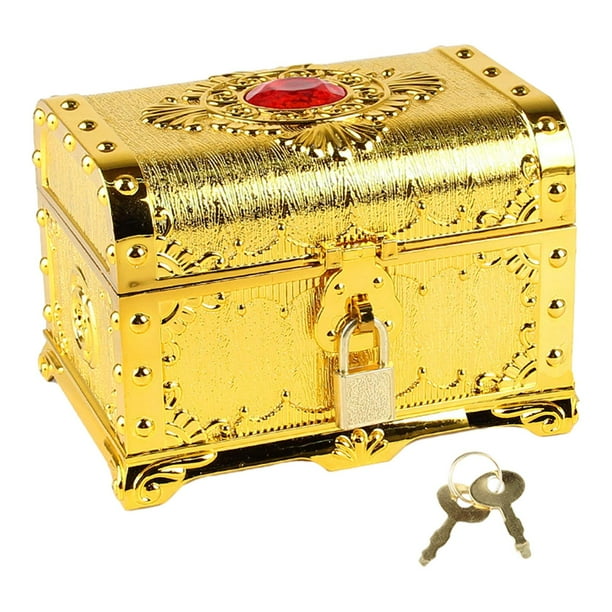 Cofre pirata, caja pirata aventurera, recuerdo de fiesta, caja pirata de almacenamiento para niños Oro