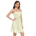 thumbnail image 2 of Dailycode Summer Dresses for Women Strapless Casual Beach Cover Ups Cream Yellow Polka Dot Tube Top Sundress, 2 of 6