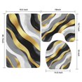 thumbnail image 3 of Gray and Gold Marble Ink Waves Pattern Bathroom Rugs Sets 3 Piece,Toilet Cover Set,Absorbent Non Slip Bathroom Mats Sets with U-Shaped Contour Rug Toilet Rug Set, 3 of 5