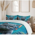 thumbnail image 5 of Ambesonne Nautical Duvet Cover Set, Diver Cat in the Ocean, King, Turquoise Multicolor, 5 of 6