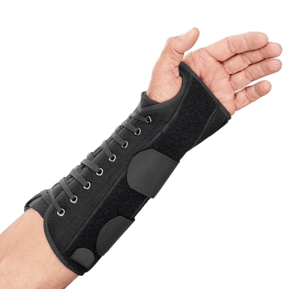 Apollo Universal Black Aluminum Dual-Pull Lace Closure / Hook and Loop Strap Closure Wrist Brace for Right Hand 10057