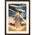 thumbnail image 5 of Art.com Night, Blimps over Central Trust, Akron, Ohio Art Print, Brown Frame Wall Art, 32" x 44", 5 of 5