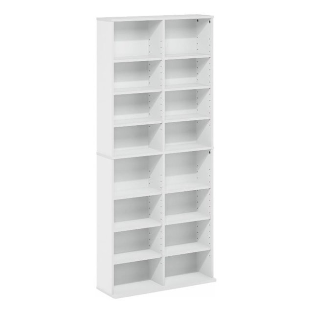 Pemberly Row Tour de Rangement Multimédia à 16 Tablettes avec Réglage Blanc