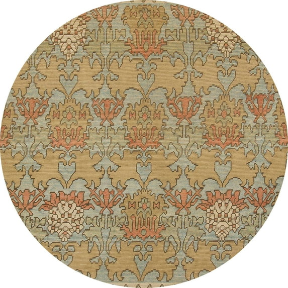 Ahgly Company Indoor Round Abstract Light Brown Abstract Area Rugs, 8' Round