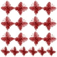 thumbnail image 4 of FUEENIRVA 24Pcs Glitter Powder Red Butterflies for Christmas Tree and Festive Party Decorations, 4 of 8