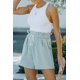 thumbnail image 2 of ABPHQTO Shorts de cintura alta con cordón y volantes en verde militar para mujer, 2 of 5