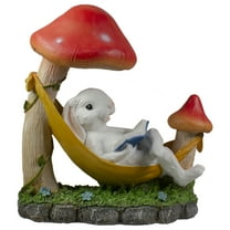 Northlight 11.75" White Bunny in Hammock Outside Garden Statue
