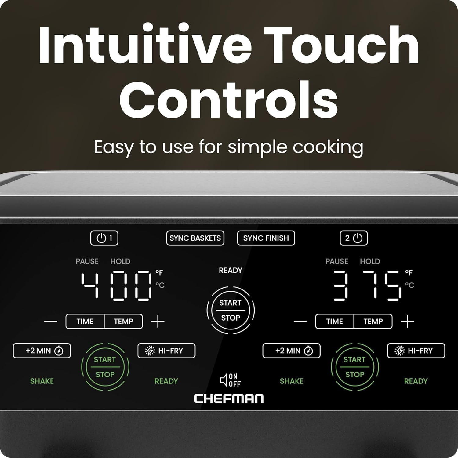Chefman Dual Basket Digital Air Fryer w/ Easy View Windows, 2 Independent 3 Qt Baskets - Black