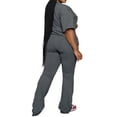 thumbnail image 3 of Womens Plus Size Sets 2 Piece Outfits Casual Short Sleeve Top and Flare Pants Tracksuit Gray 4XL, 3 of 7