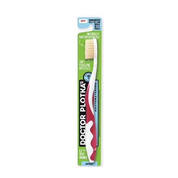 Mouth Watchers Flossing Bristles Adult Toothbrush, Red