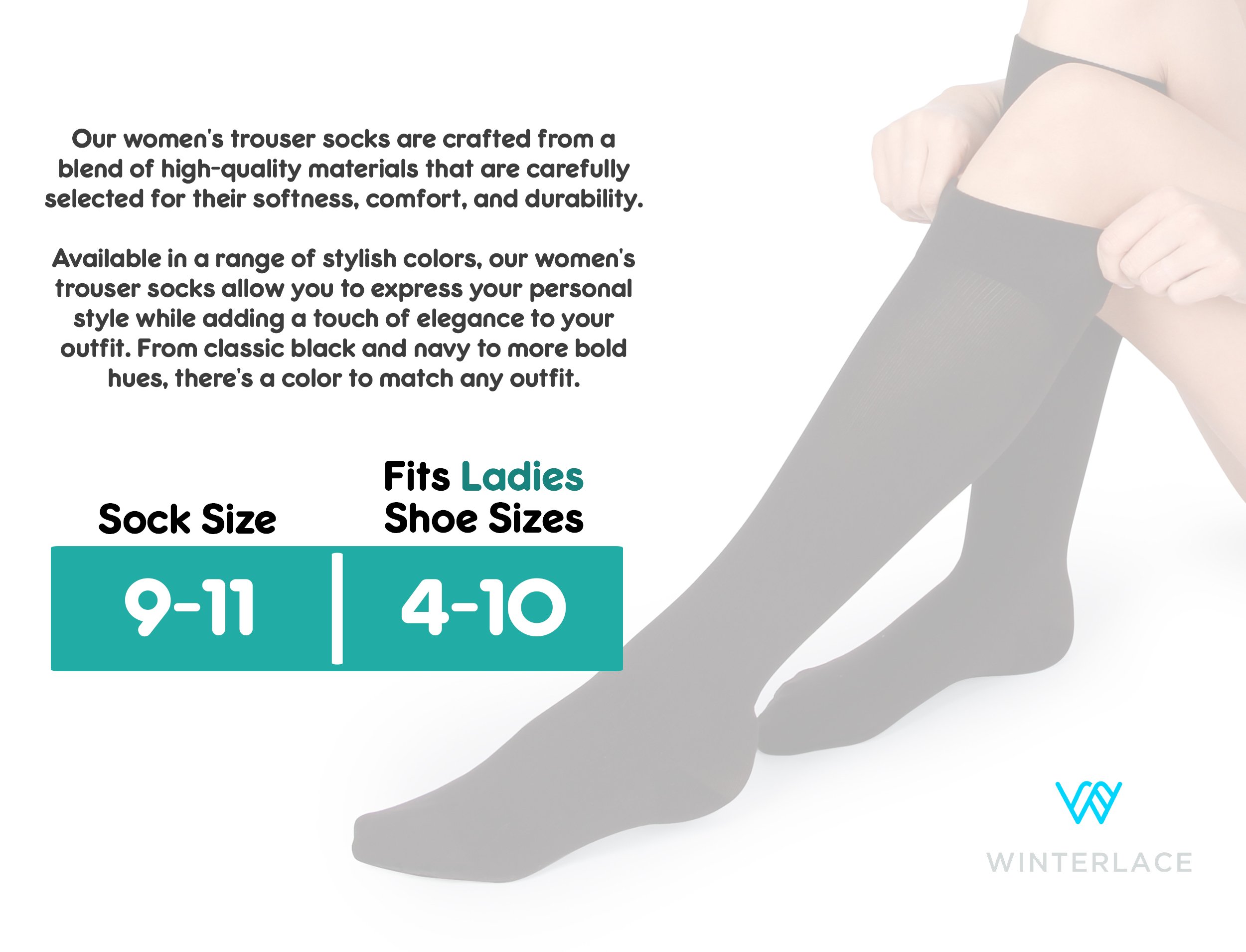 Womens Trouser Socks, 6 Pairs Silky Knee High Nylon Dress Socks, Opaque ...