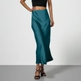 thumbnail image 2 of QATAINLAV Womens Elegant Satin Maxi Skirt High Waisted A Line Long Skirts for Cocktail Party Solid Color Office Work Skirts, Green, XL, Gifts for Girls, 2 of 9