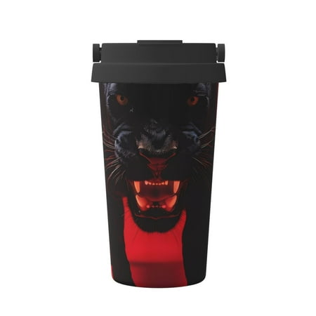 

Junzan Black Panther Red Background for Stainless Steel Vacuum Insulated Tumbler - Reusable Insulated Cold Brew Iced Coffee Cup Thermos -Gifts for Women Men Him Her