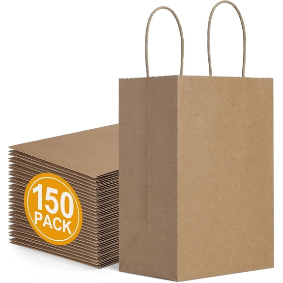 Gift Bags Small Kraft Brown Paper Gift Bags with Handles Bulk Pack Shopping Merchandise Retail Business Wholesale Birthday Party Favors Bags Paper Sacks