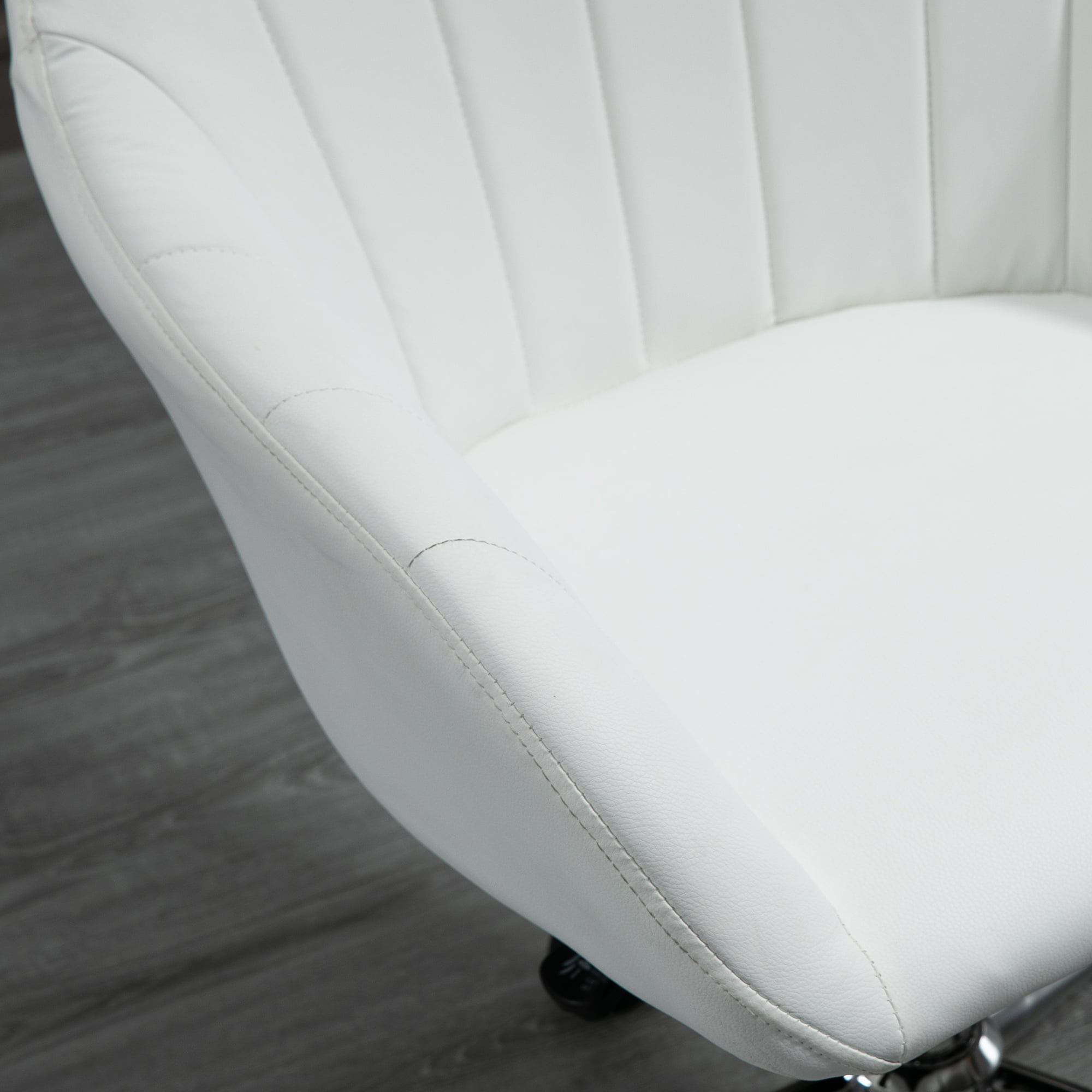 White Faux Leather Office Chair with Adjustable Height and Swivel Wheels