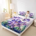 thumbnail image 4 of Homewish Purple Rustic Lotus Twin Sheet Sets,Flying Dragonfly Twin Fitted Sheet,Country Flower Floral Flat Sheet For Girls Kids,Super Cozy Room Decor,3-Piece, 4 of 7