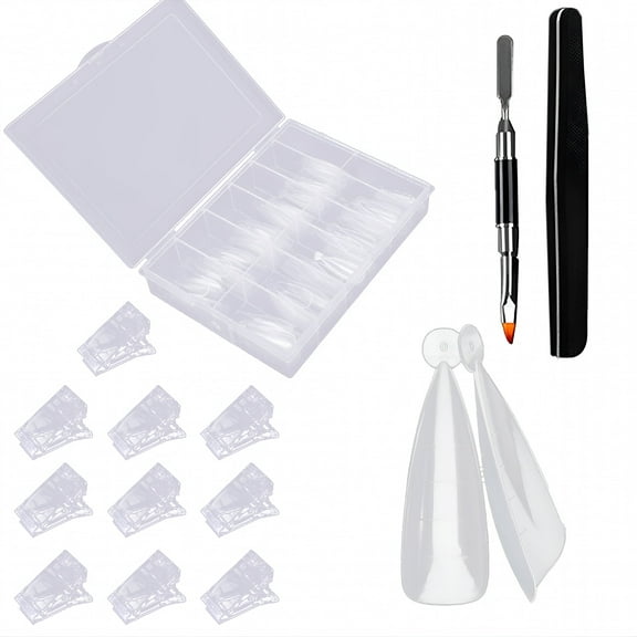 RAGUPEL 120Pcs/Set Holder-Free Nail Mold Tip Graduated Ultra Thin Poly Nail Gel Quick Building Dual Form Mold Tips for Manicure Style 1