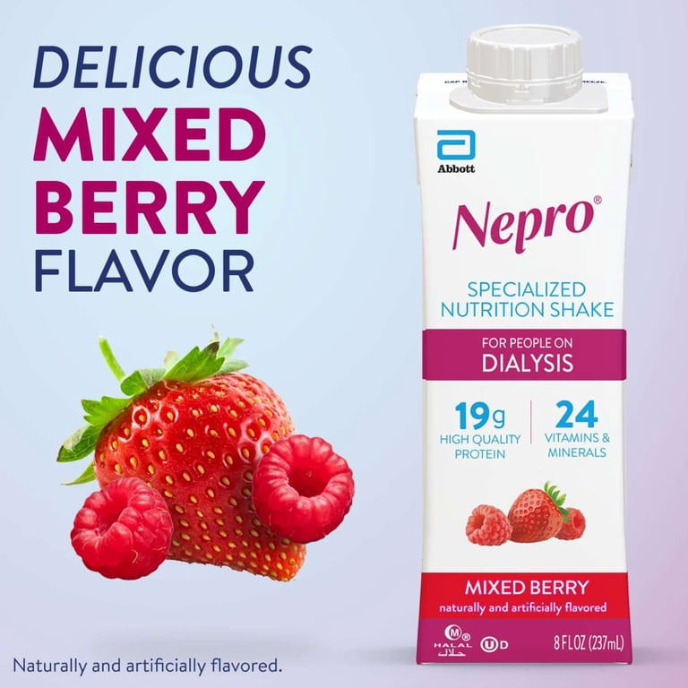 Free Shipping! Nepro Nutrition Shake for Dialysis, Mixed Berry, 8