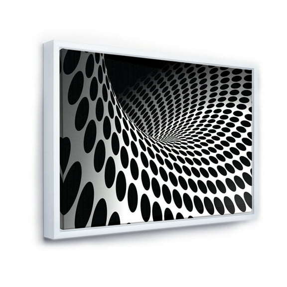 Designart ' Waves and Circles Black n’ White ' Abstract Framed Canvas Art Print