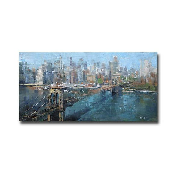 Pont de Brooklyn par Marque Lague Premium Giclée de Toile Emballée dans une Galerie d'Art - Prêt-à-Accrocher&44; 12 x 24 x 1,5 Po.