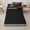 thumbnail image 4 of Homewish Racing Flag Zipper Twin Comforter Sets with Fitted Sheet and 2 Pillowcases for Kids Boys, Monogrammed P Zipper Bedding Set,4-Piece, Black Reversible, 4 of 6